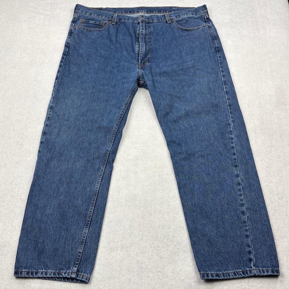 Levis 505 Mens 44x30 Regular Fit Straight Leg Medium Wash Blue Denim Jeans 44